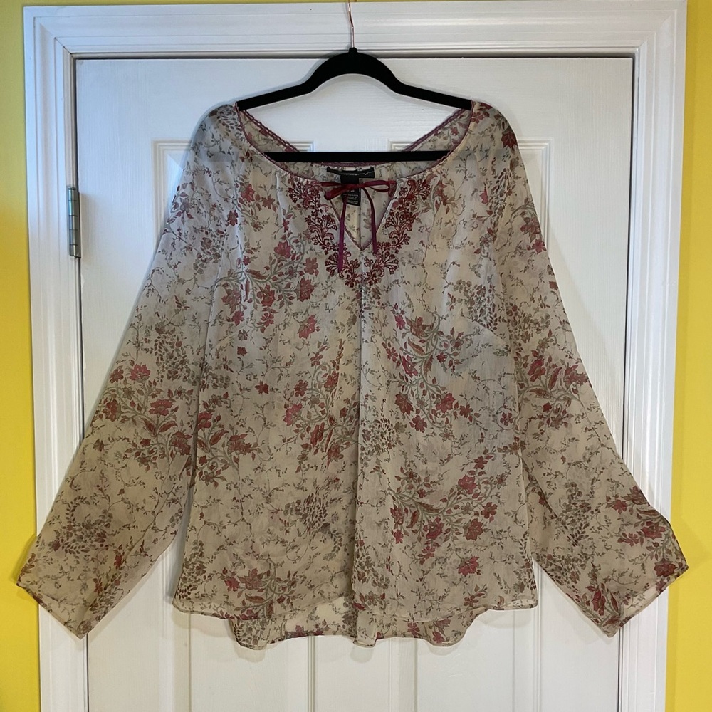 Venezia Sheer Floral Boho Blouse Size 18-20